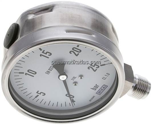 Chemie-Manometer senkrecht, 100mm, 0 - 25 bar