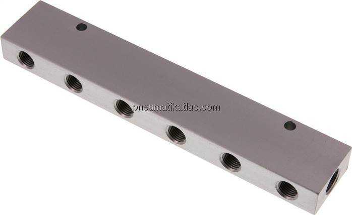 Verteilerleiste 2x G 3/8"-12x G 1/4", Aluminium eloxiert