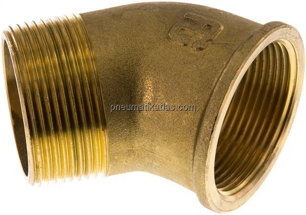 45°-Einschraubwinkel Rp 1-1/2"(IG)-R 1-1/2"(AG), Messing