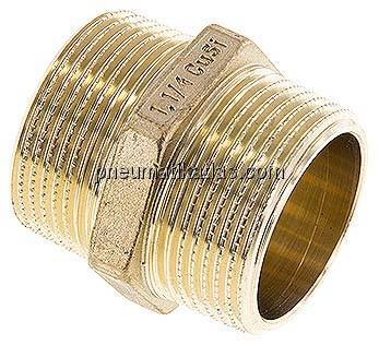 Doppelnippel R 1-1/4"-R 1-1/4", Messing/Rotguss