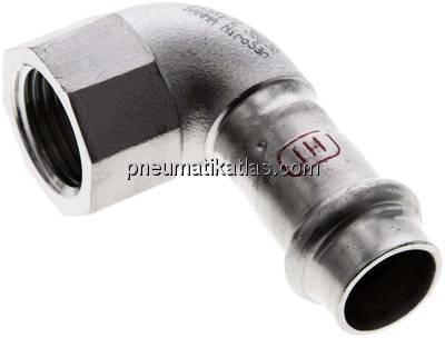 Pressfitting, Winkel, 15mm / Rp 1/2" IG, 1.4404