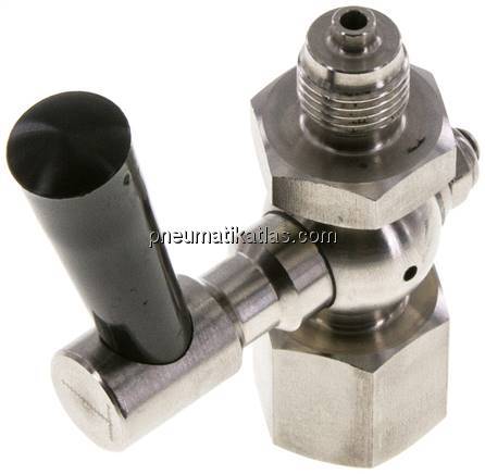 Manometer-Absperrhahn G 1/4" Muffe - Zapfen, 1.4571