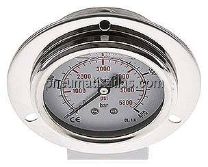 Glycerin-Einbaumanometer,Frontring, 63mm, 0 - 400 bar