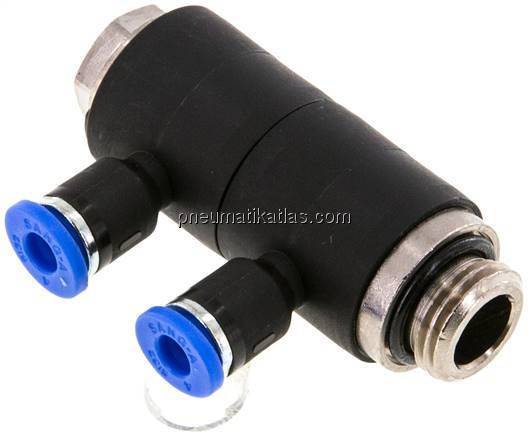 Steck-Mehrfachverteiler, 2-fach G 1/4"-4mm, IQS-Standard