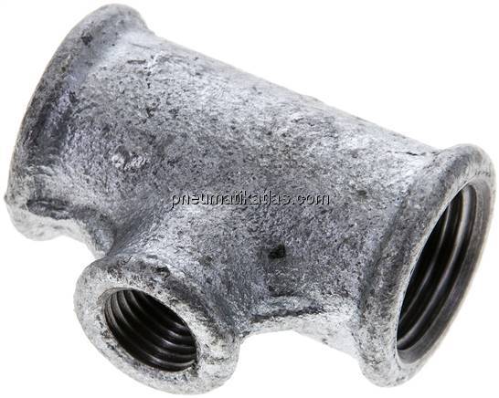 T-Stück Rp 1/2"-Rp 1/4"-Rp 1/2" (IG), Temperguss verzinkt