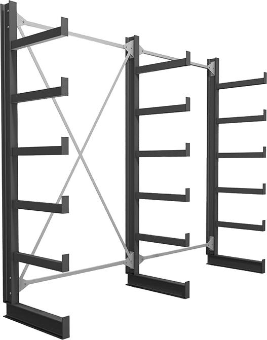 2 Felder/3 Ständer Tragkr. /Arm 200kg Ständerlast/Seite 1000 kgStänderprofil: IPE 100