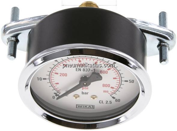 Einbaumanometer, 3-kant-Frontring, 63mm, 0 - 60 bar