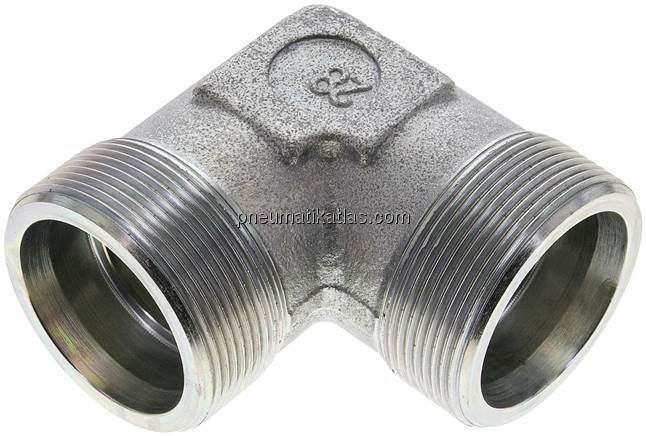 Winkel-Schneidringverschraubung 38 S (M52x2), ohne Mutter & Schneidring, Stahl v