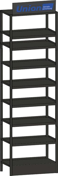 UNION C-Teile Modulturm 18 Böden gerade RAL 7016 UNION Beschriftungsschild