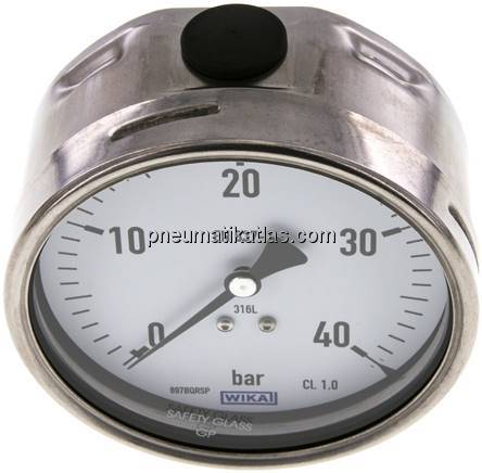 Chemie-Manometer waagerecht, 100mm, 0 - 40 bar