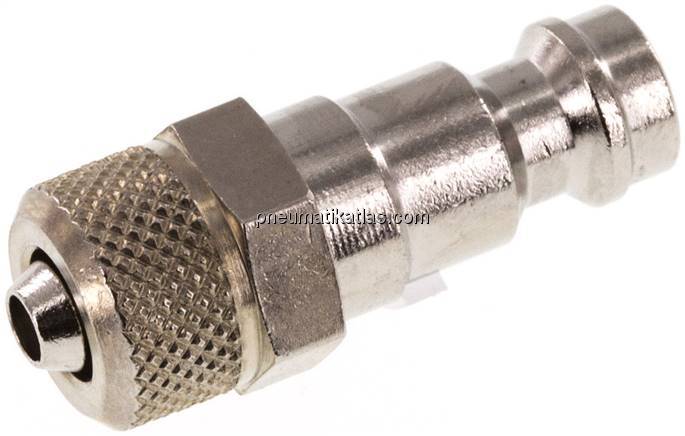 Kupplungsstecker (NW5) 6x4mm Schlauch, Messing vernickelt