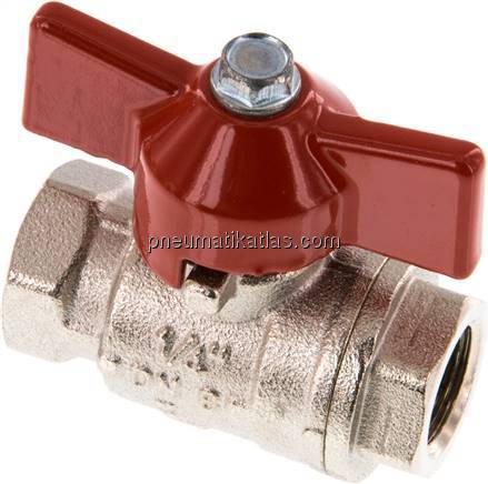 Messing-Kugelhahn, kurz, G 1/4", -0,9 bis 50 bar, voller Durchgang