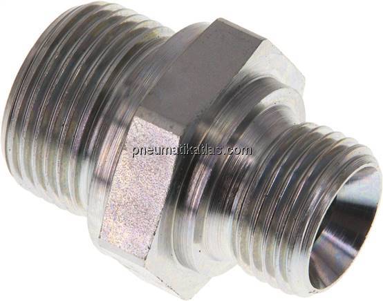 Hydraulik-Doppelnippel G 3/4"-G 1/2", Stahl verzinkt