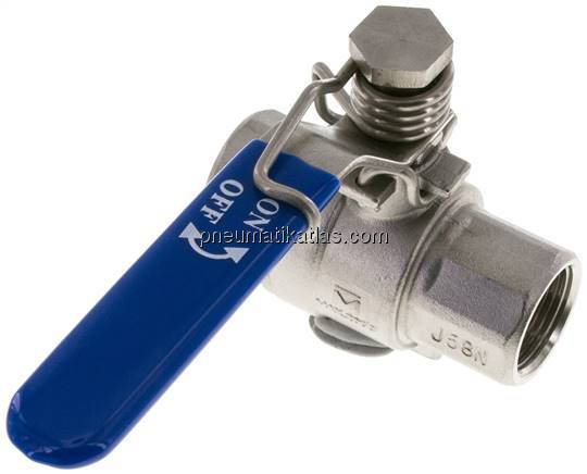 Edelstahl-Kugelhahn, Rp 3/4", -0,9 bis 63bar, federschließend