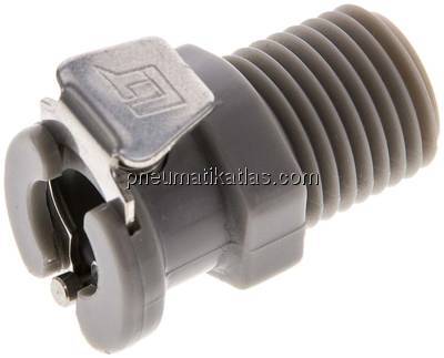 Kupplungsdose (MC) mit Außengewinde, Polypropylen (grau)