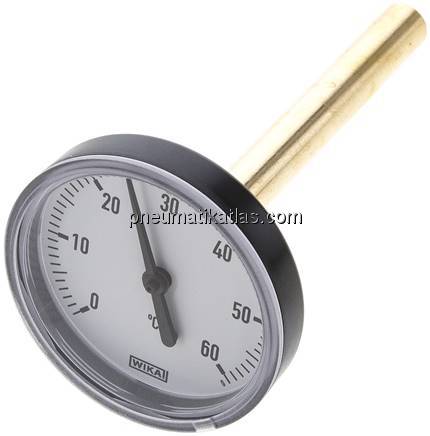 Bimetallthermometer, waagerecht D63/0 bis +60°C/100mm