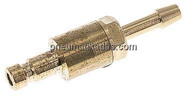 Kupplungsstecker (NW2,7) 3mm Schlauch, Messing