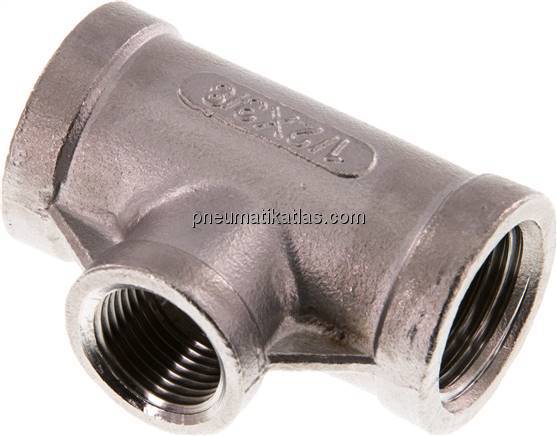 T-Stück Rp 1/2"-Rp 3/8"-Rp 1/2" (IG), 1.4408