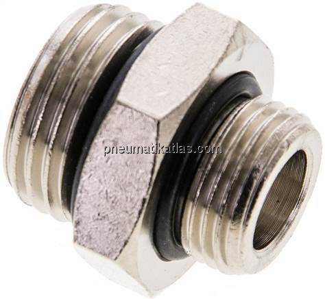 Doppelnippel G 1/2"-G 3/8", Messing vernickelt (Elastomerdichtung)