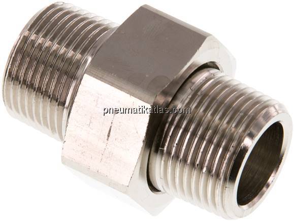 Doppelnippel trennbar R 3/4"-R 3/4", Messing vernickelt