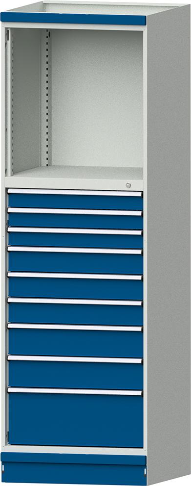 Modulschrank Modell 4006 B715xT720xH2200mm RAL 7035/5012 9 Schubladen