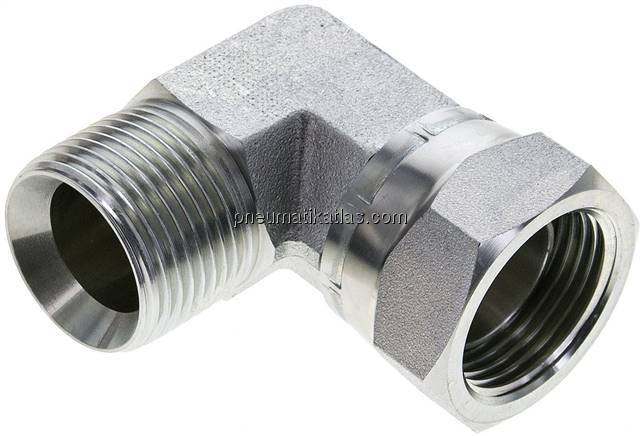 90°-Einschraubwinkel, 60°-Kegel, G 1", Stahl verzinkt