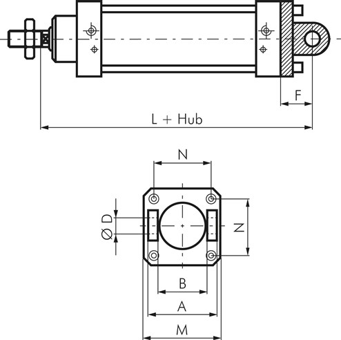 Zeichnung: Schwenkbefestigung Gabel