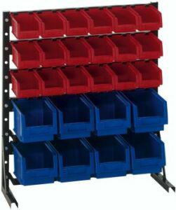 Norm-Regal-einseitig B700xT250xH763 mm 18 Kästen Gr.4/8Gr.3 LA-KA-PE