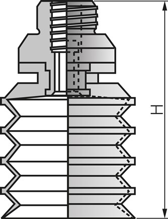 Zeichnung: Montagebeispiel: Balgsauger mit Halter