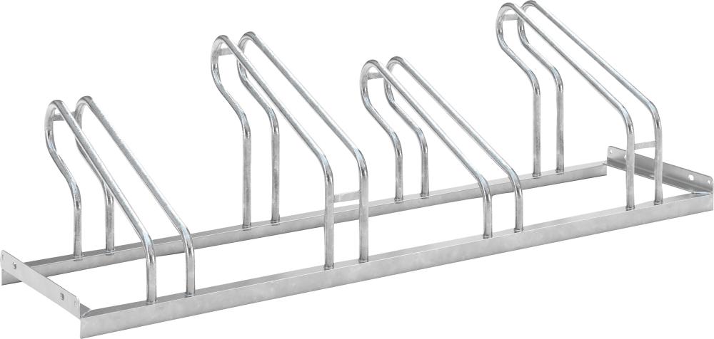 Fahrrad-Bügelparker einseitig, verzinkt L 1400 mm, 4 Plätze