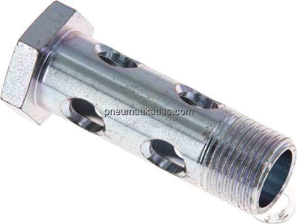 Hohlschraube 2-fach, M 18x1,5, Stahl verzinkt