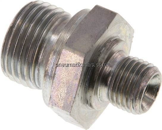 Hydraulik-Doppelnippel G 1/2"-G 1/4", Stahl verzinkt