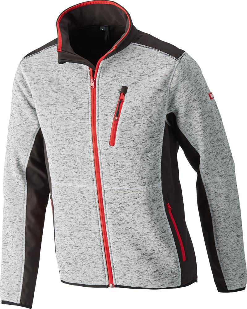 Strickjacke,Softshell,Gr.4XL,hellgrau-rot,FORTIS