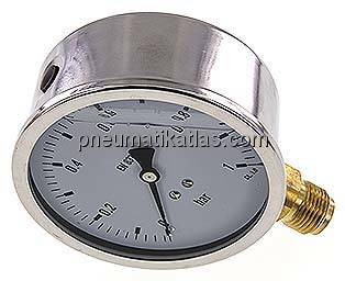 Glycerin-Manometer senkrecht (CrNi/Ms),100mm, 0 - 1 bar