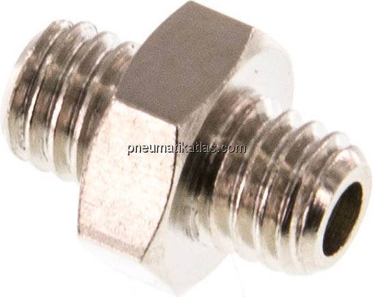 Doppelnippel M 5-M 5, Messing vernickelt