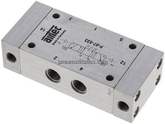 5/3-Wege Pneumatikventil, G 1/4", Mittelstellung entlüftet, Standard