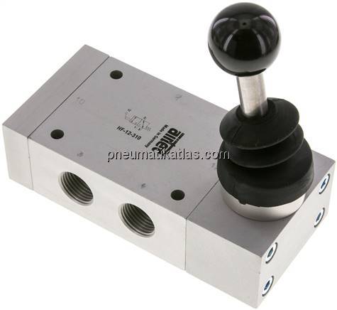 3/2-Wege Handhebelventil, Federrückstellung, G 1/2", Standard