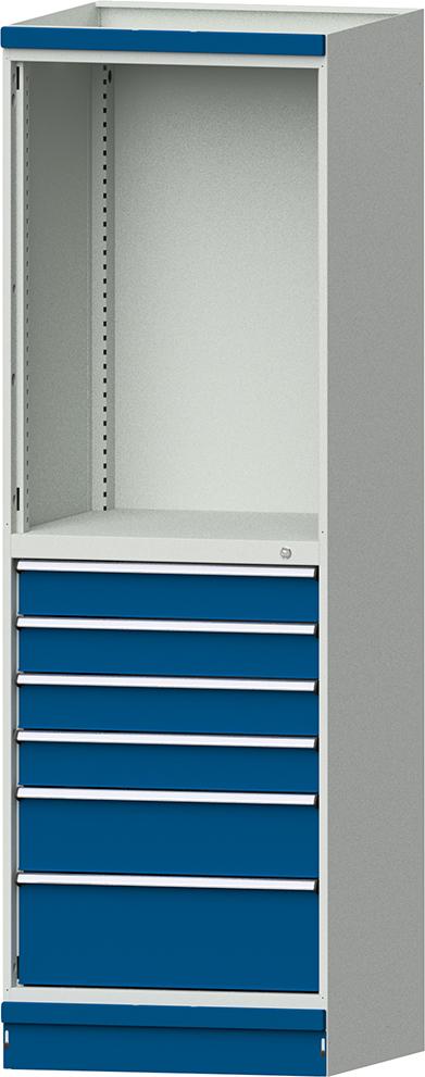 Modulschrank Modell 3007 B715xT720xH2200mm RAL 7035/5012 6 Schubladen