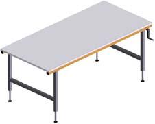 Packtisch 2000x920mm m.Kurbel, hvst. 710-960mm