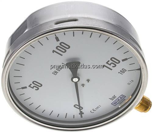 Manometer senkrecht (CrNi/Ms), 160mm, 0 - 160 bar