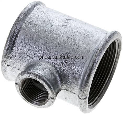 T-Stück Rp 2"-Rp 3/4"-Rp 2" (IG), Temperguss verzinkt