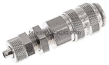 Schott-Kupplungsdose (NW5) 6x4mm Schlauch, Messing vernickelt