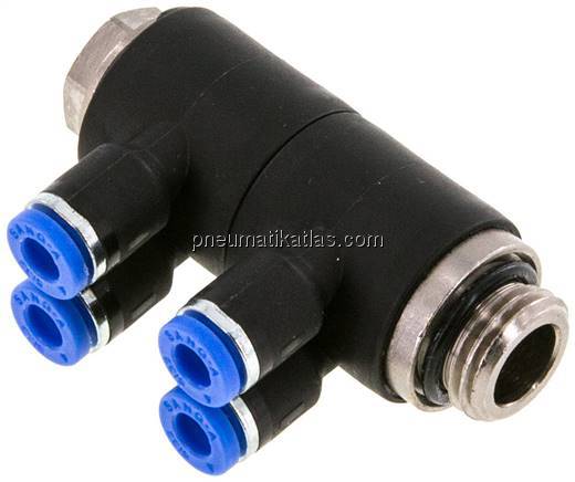Steck-Mehrfachverteiler, 4-fach G 1/4"-4mm, IQS-Standard