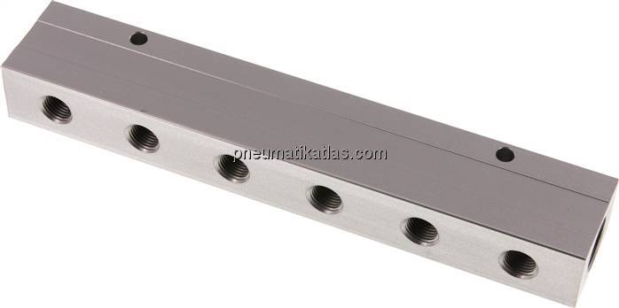 Verteilerleiste 2x G 1/2"-12x G 1/4", Aluminium eloxiert