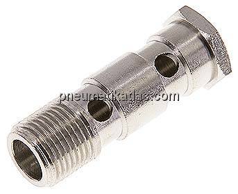 Hohlschraube, 2-fach G 1/2"-62,5mm, Messing vernickelt