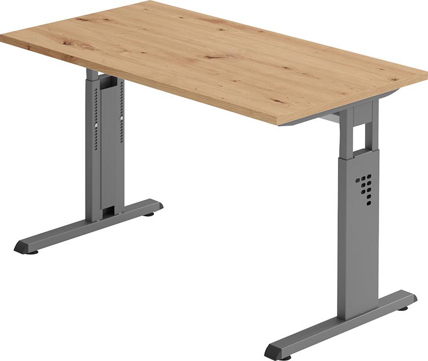 Schreibtisch C-Fuß B 120 x T 67 cm Asteiche/Graphit man. Stufenlos verstellb.