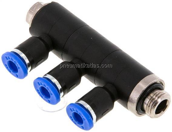 Steck-Mehrfachverteiler, 3-fach G 1/8"-4mm, IQS-Standard
