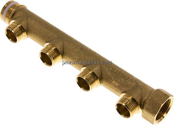 Verteilerrohr G 3/4"(IG/AG), Abgang 4x G 1/2" (AG)