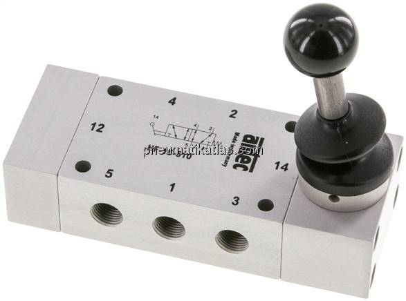 5/2-Wege Handhebelventil, Federrückstellung, G 1/8"