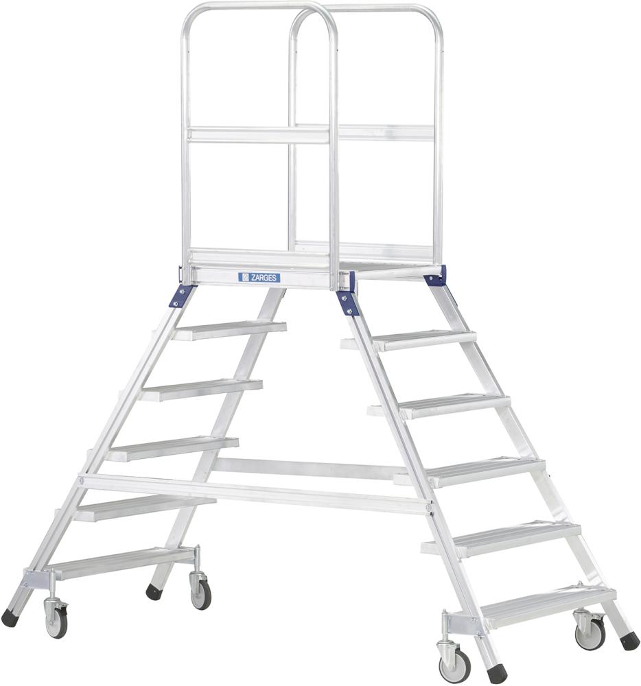 Podesttreppe beidseitig 6 Stufen Podesthöhe 1,44 m ZARGES